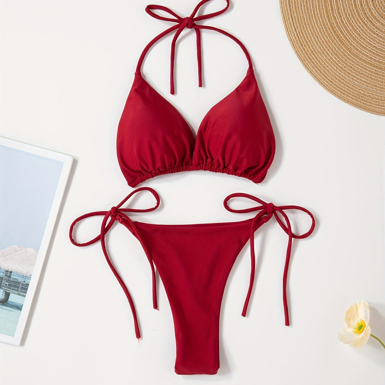 Halteris bikini su V formos kelnaitėmis