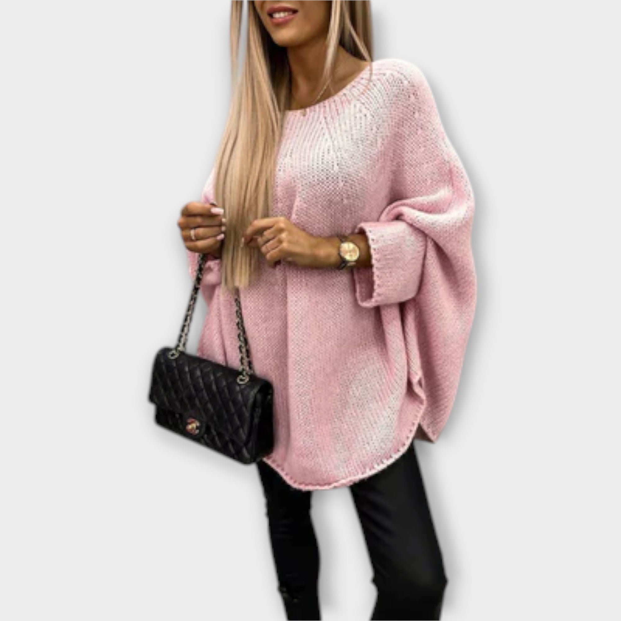 Izabelė - Elegantiškas moteriškas megztinis su apvalia iškirpte