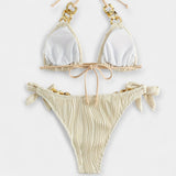 Juostuotas Bikinis Komplektas su Siūlėmis