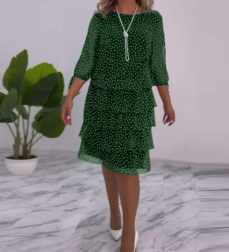 Eralyn - Taškuota pakopų suknelė